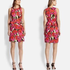Kate Spade Multi-Color Floral Peplum Sleeveless Dress Sz 6